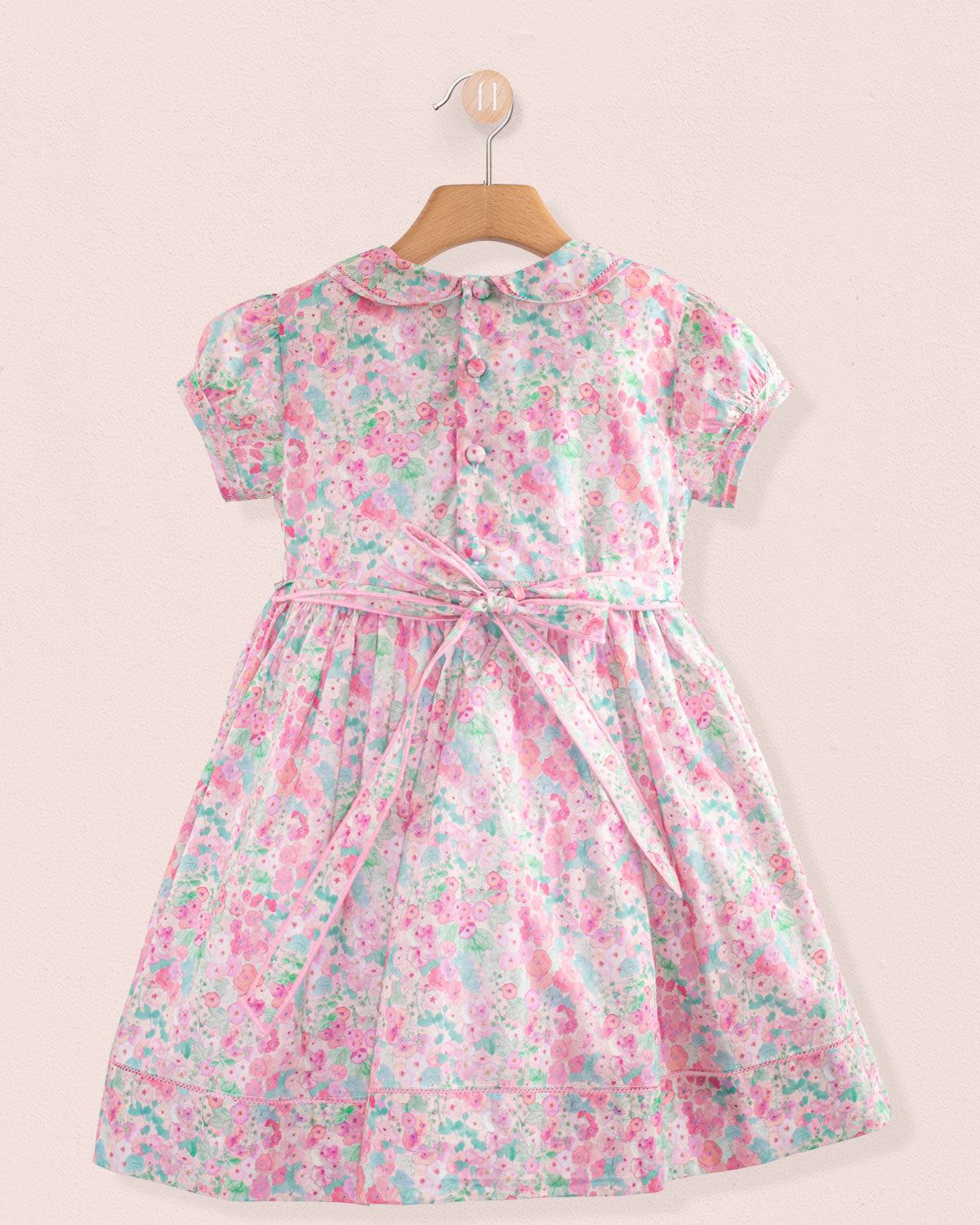 Emma Liberty Hollyhocks Pink Smocked Dress 8Y