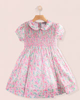 Emma Liberty Hollyhocks Pink Smocked Dress