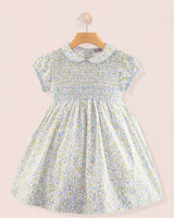 Amanda Monaco Blue Floral Smocked Dress