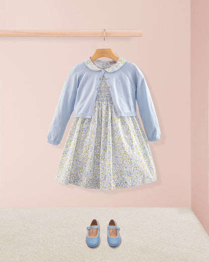 Amanda Monaco Blue Floral Smock - Smocked Dress