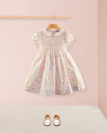 Amanda Monaco Pink Floral Smock - Smocked Dress