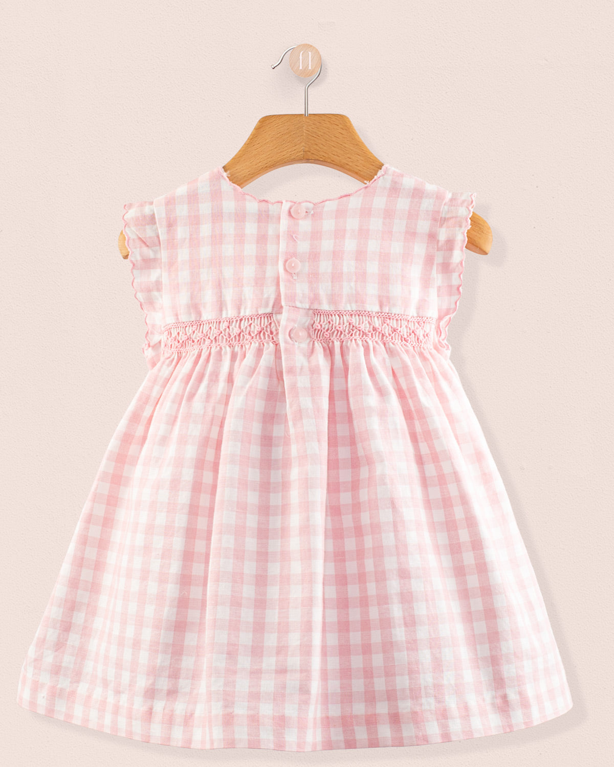 Baby Amelie Pink Linen Gingham Set - Baby Dress