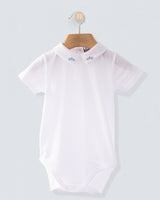 Andreas Onesie with Embroidered Light Blue Car Collar