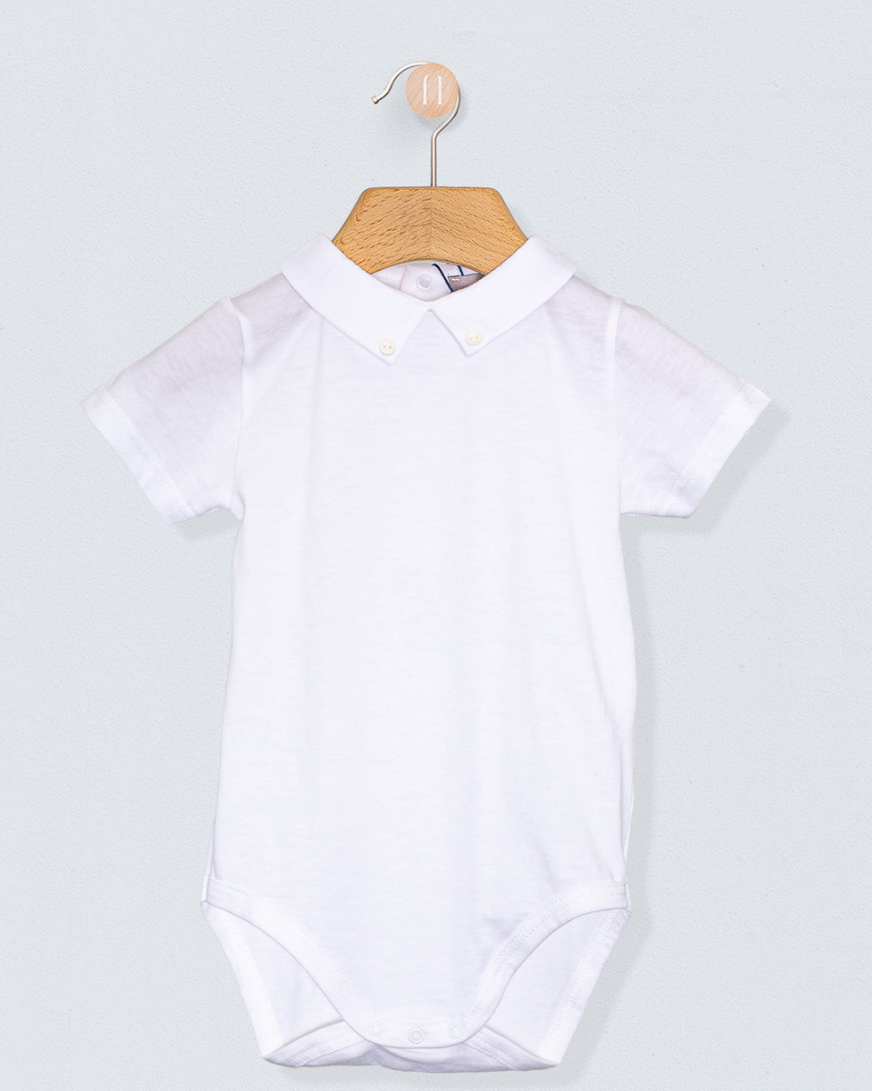 Andreas White Onesie with White Buttons
