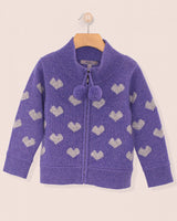 Aspen Cashmere Lavender Hearts Zipper Sweater