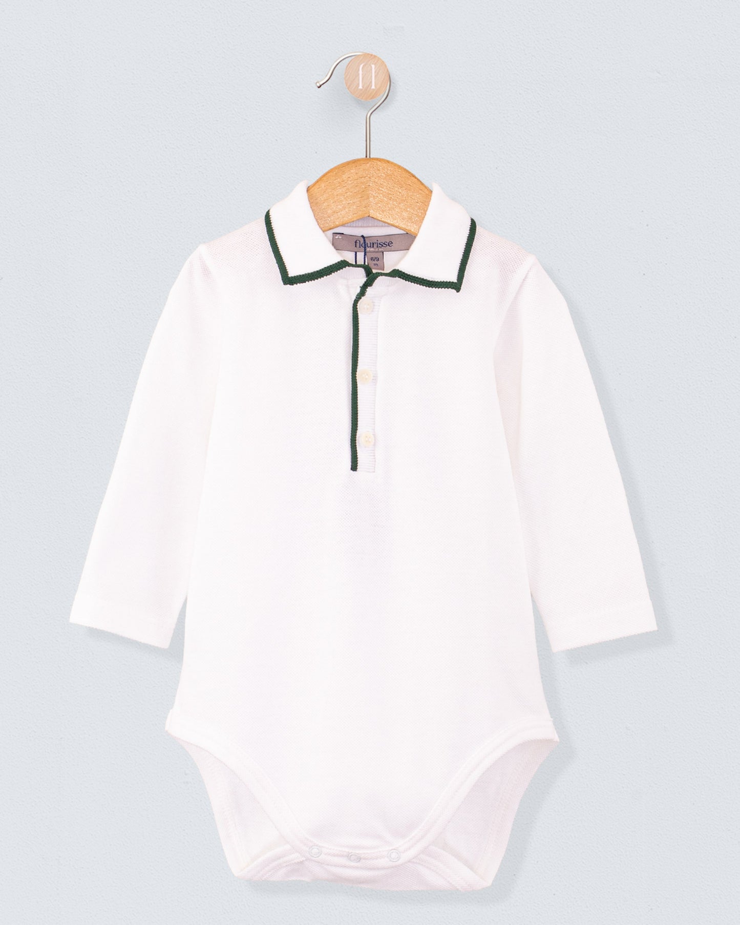 Polo Long Sleeve Onesie Italian Hunter Trim Piquet - Onesie