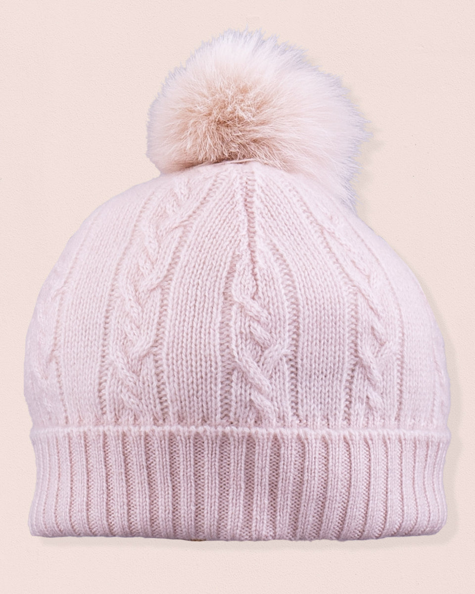 Cashmere Pink Fur Pom-Pom Hat