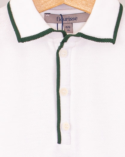 Polo Long Sleeve Onesie Italian Hunter Trim Piquet - Onesie