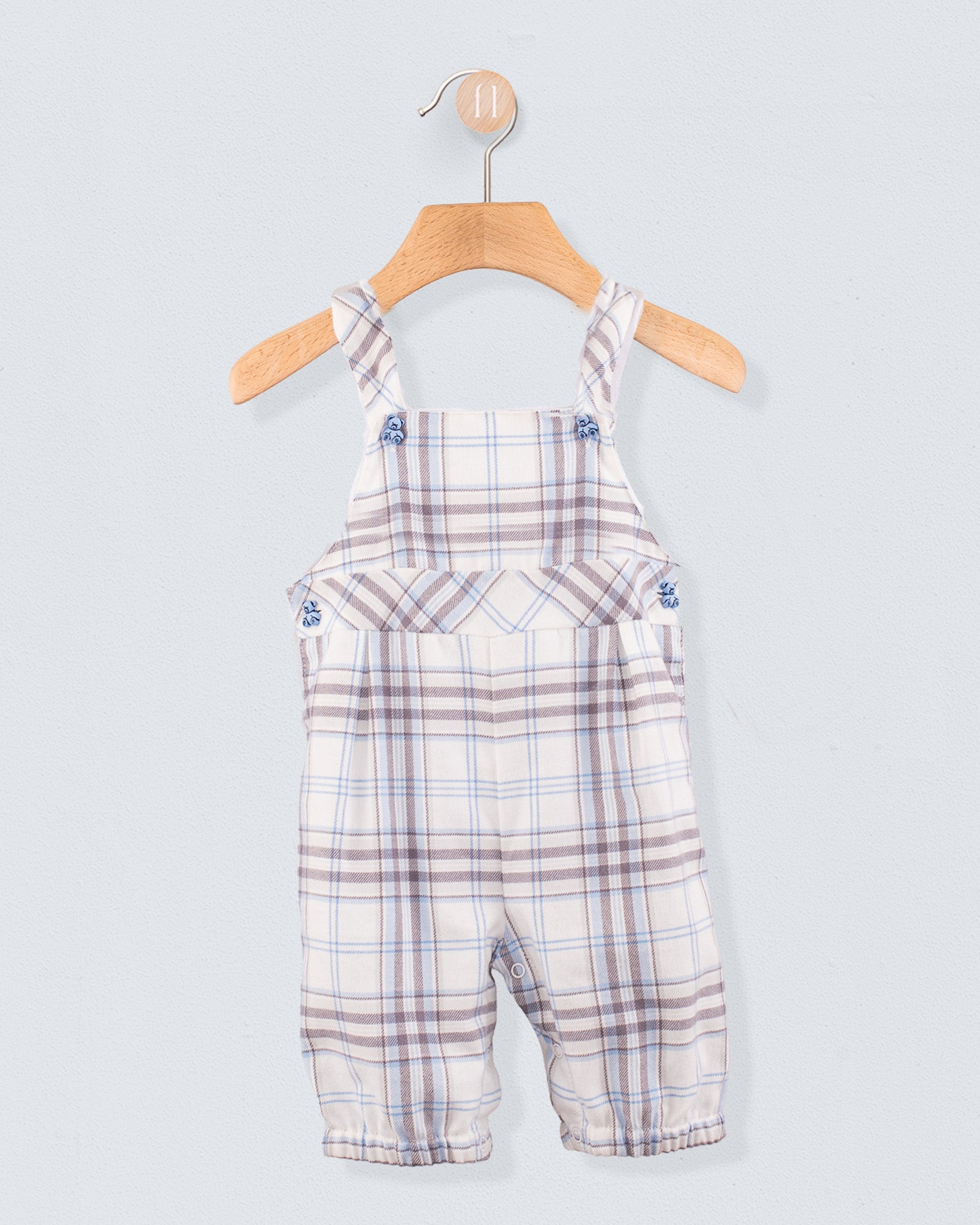 Bear Italian Blue Plaid Shortall - Romper