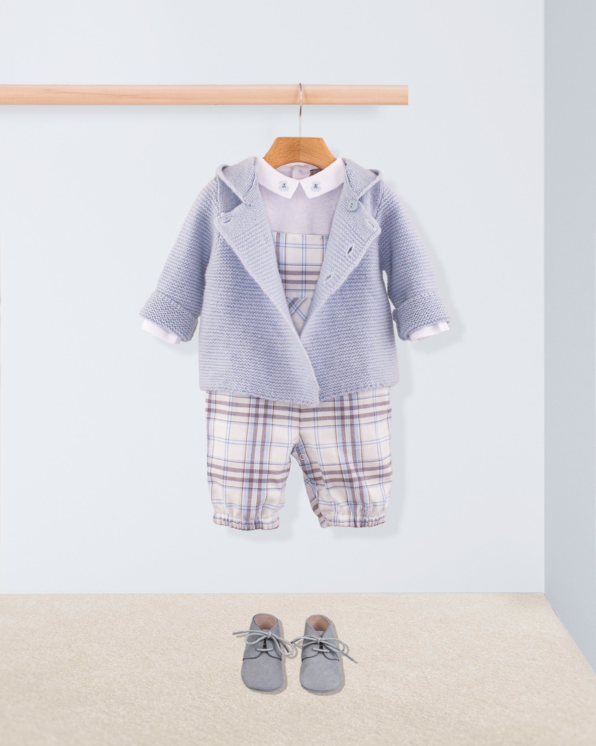 Bear Italian Blue Plaid Shortall - Romper