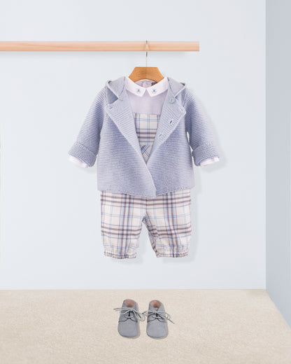 Bear Italian Blue Plaid Shortall - Romper