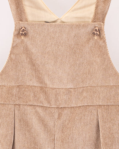 Beige Soft Corduroy Overall - Romper