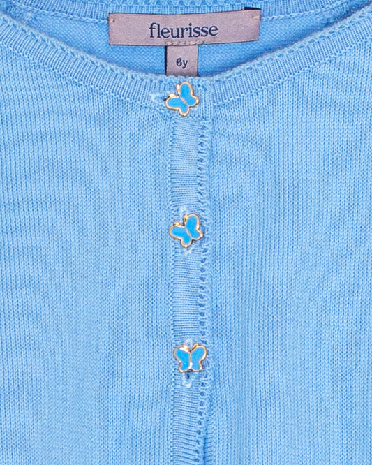 Betsy Horizon Blue with Butterfly Buttons - Cardigan