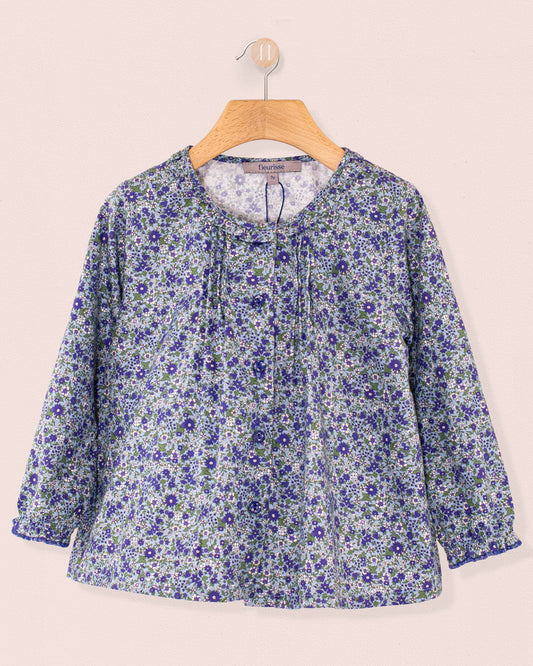 Ruffle Mini Blue Floral Twill Tunic - Tunic