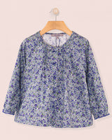 Ruffle Mini Blue Floral Twill Tunic
