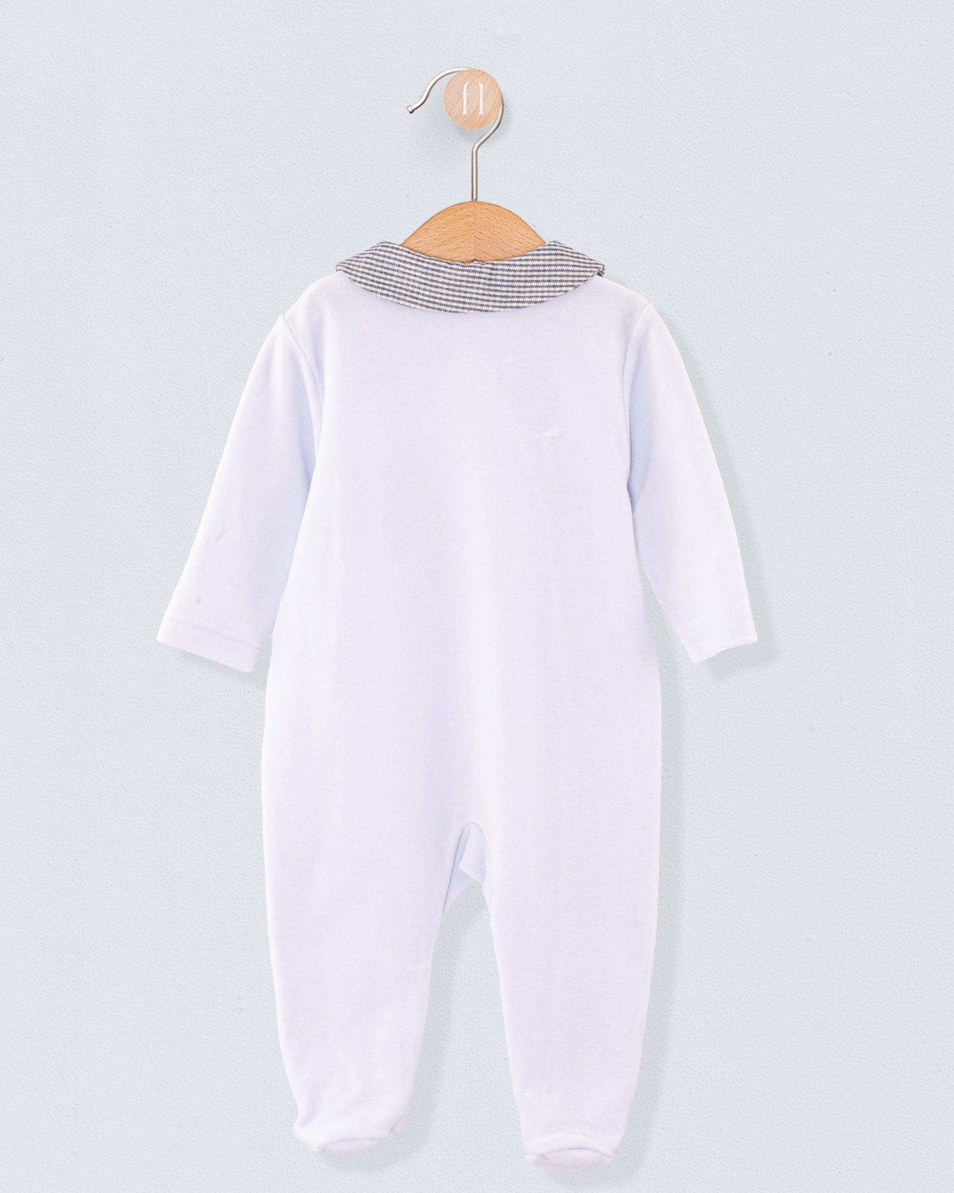 Light Blue Velour Collar Footie - Layette