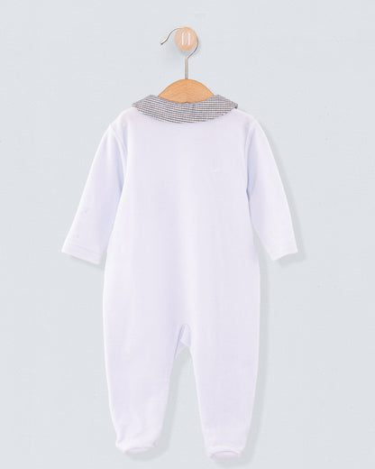 Light Blue Velour Collar Footie - Layette