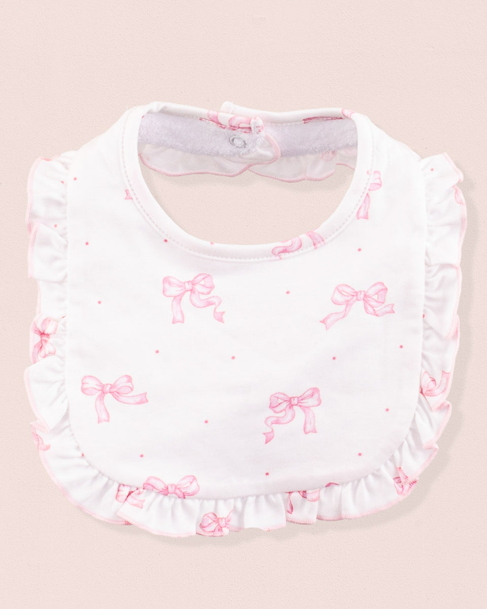 Pima Bows Pink Ruffle Bib