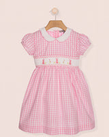 Bunny Pink Gingham Smocked Dress