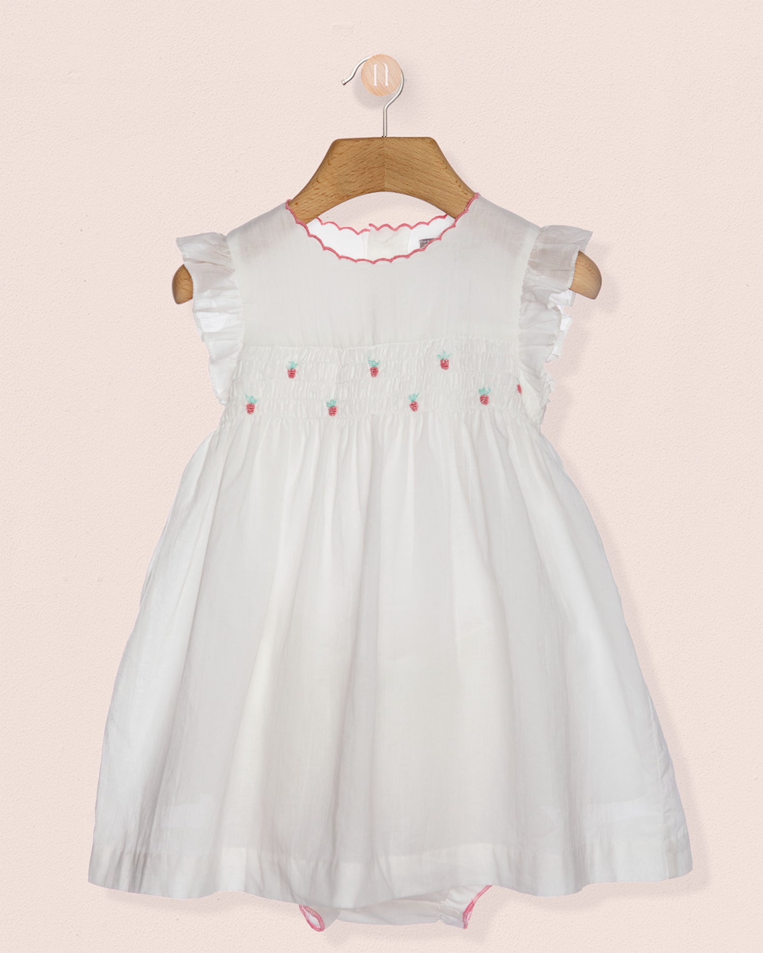 Baby Honor Strawberry Embroidered Smocked Set