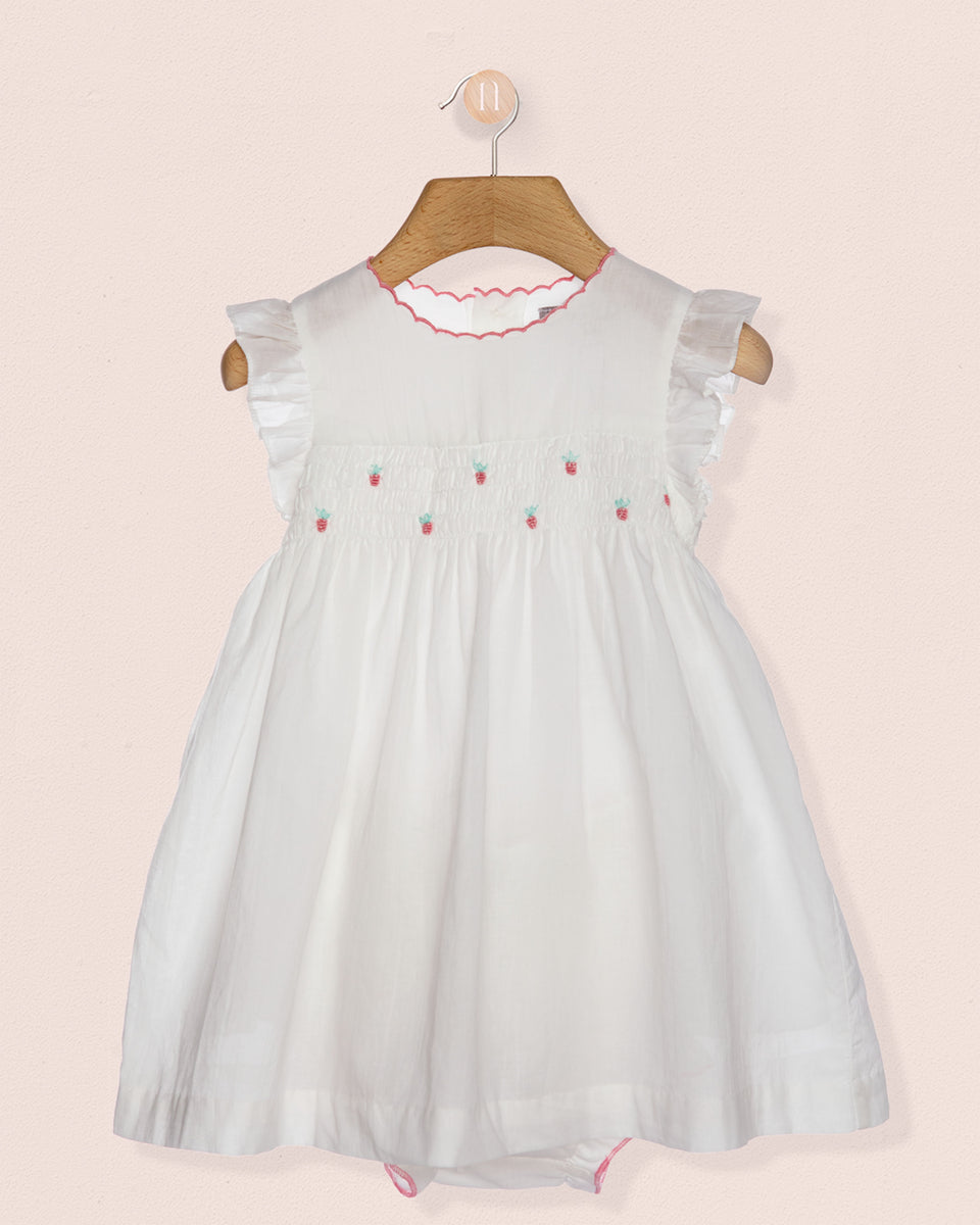 Baby Honor Strawberry Embroidered Smocked Set
