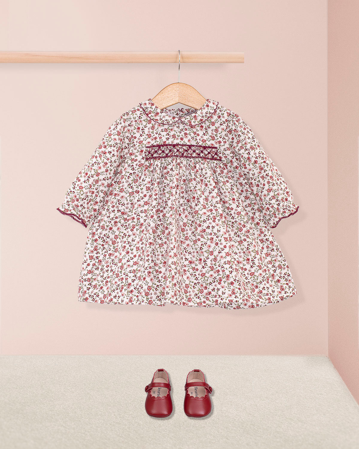 Baby Madeline Belina Small Burgundy Floral Dress - Baby Dress