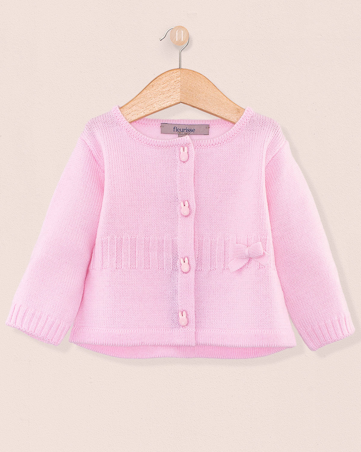 Madeleine Pink Wool Bunny Cardigan - Cardigan