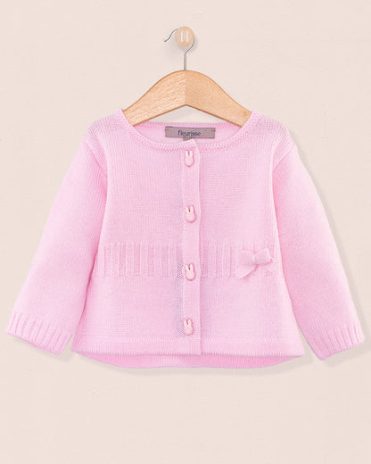 Madeleine Pink Wool Bunny Cardigan - Cardigan