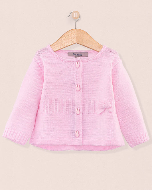 Madeleine Pink Wool Bunny Cardigan - Cardigan