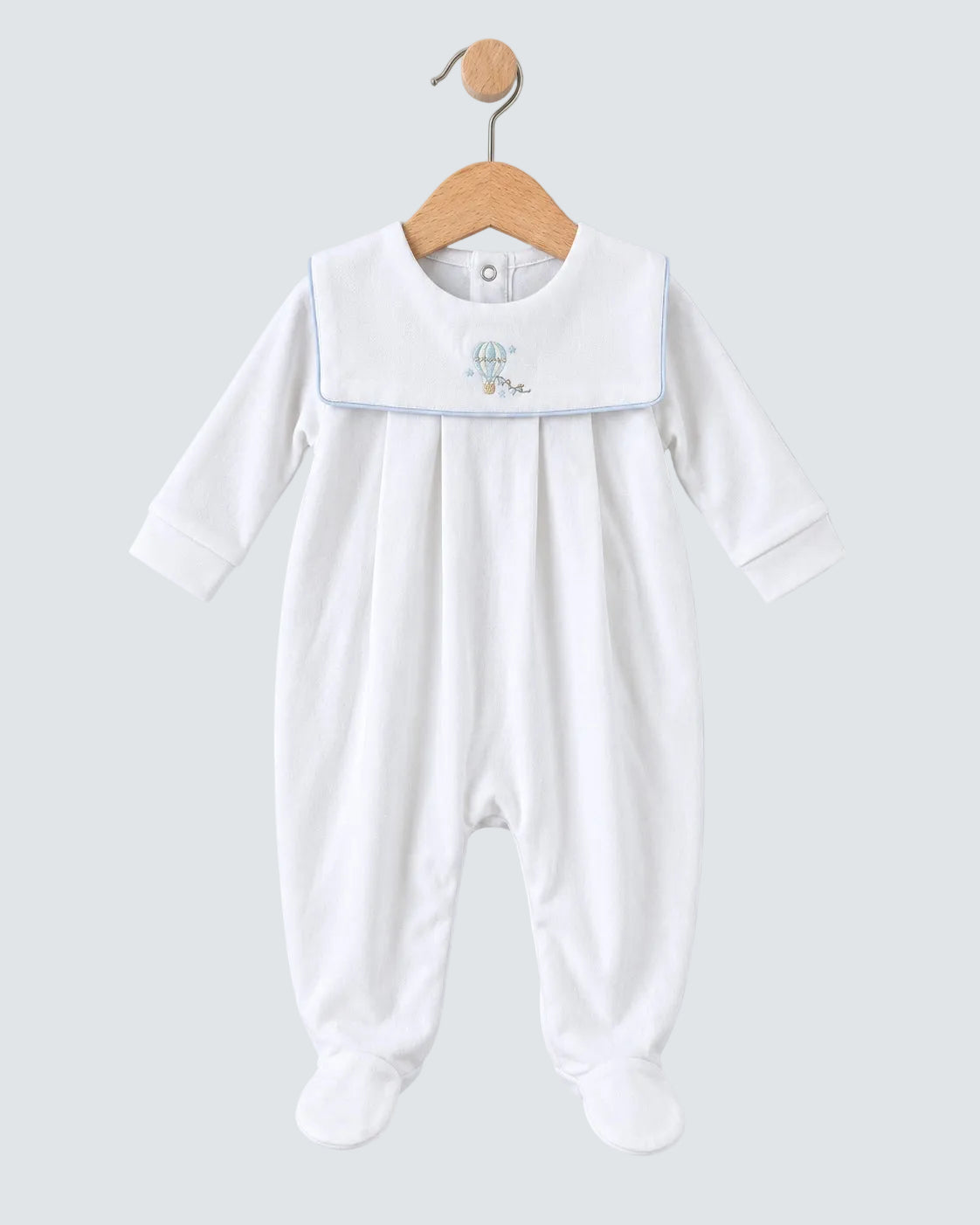 Pima Collar Balloon Embroidered White Stretchie