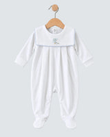 Pima Collar Balloon Embroidered White Stretchie