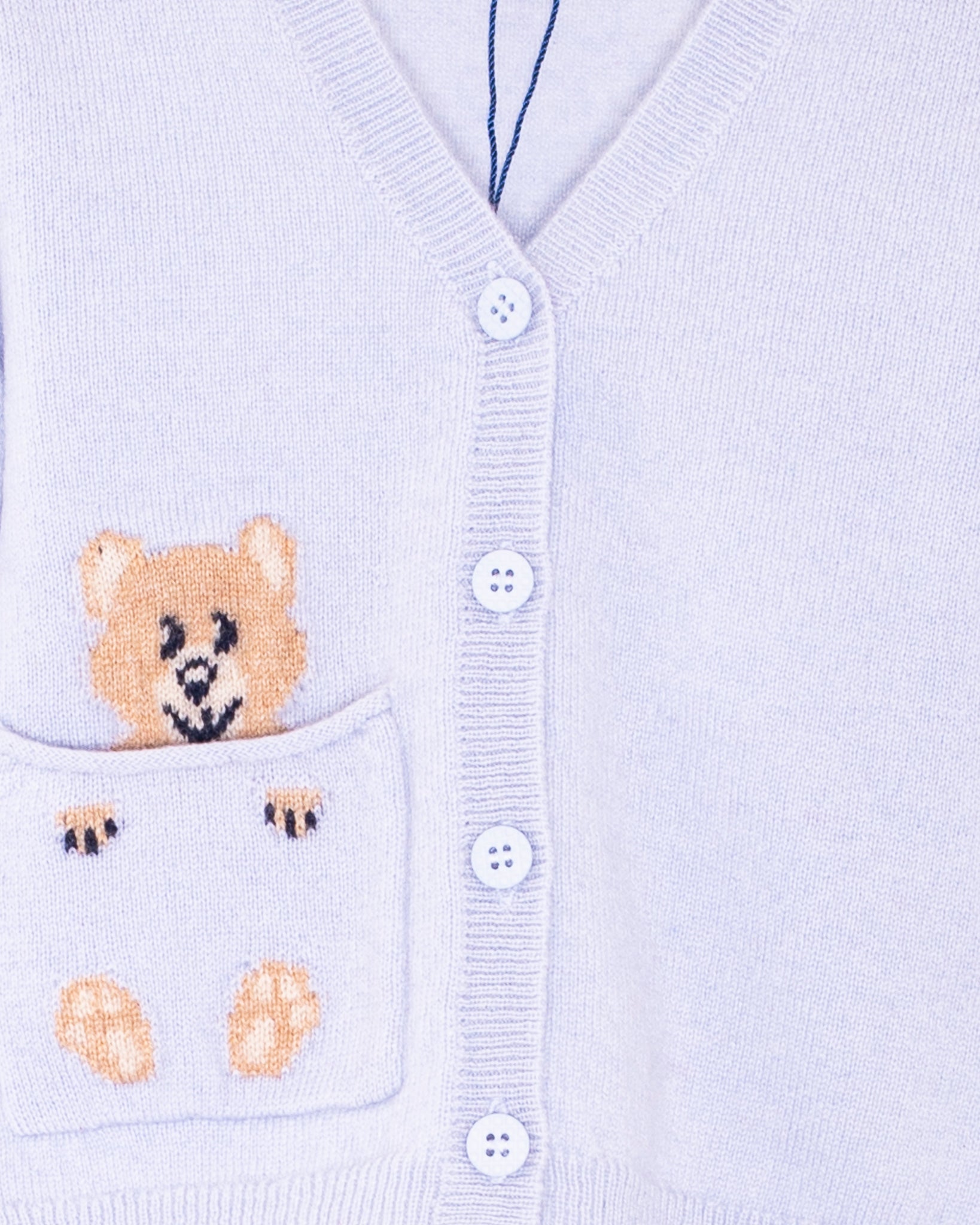 Bear Light Blue Cashmere Cardigan - Cardigan