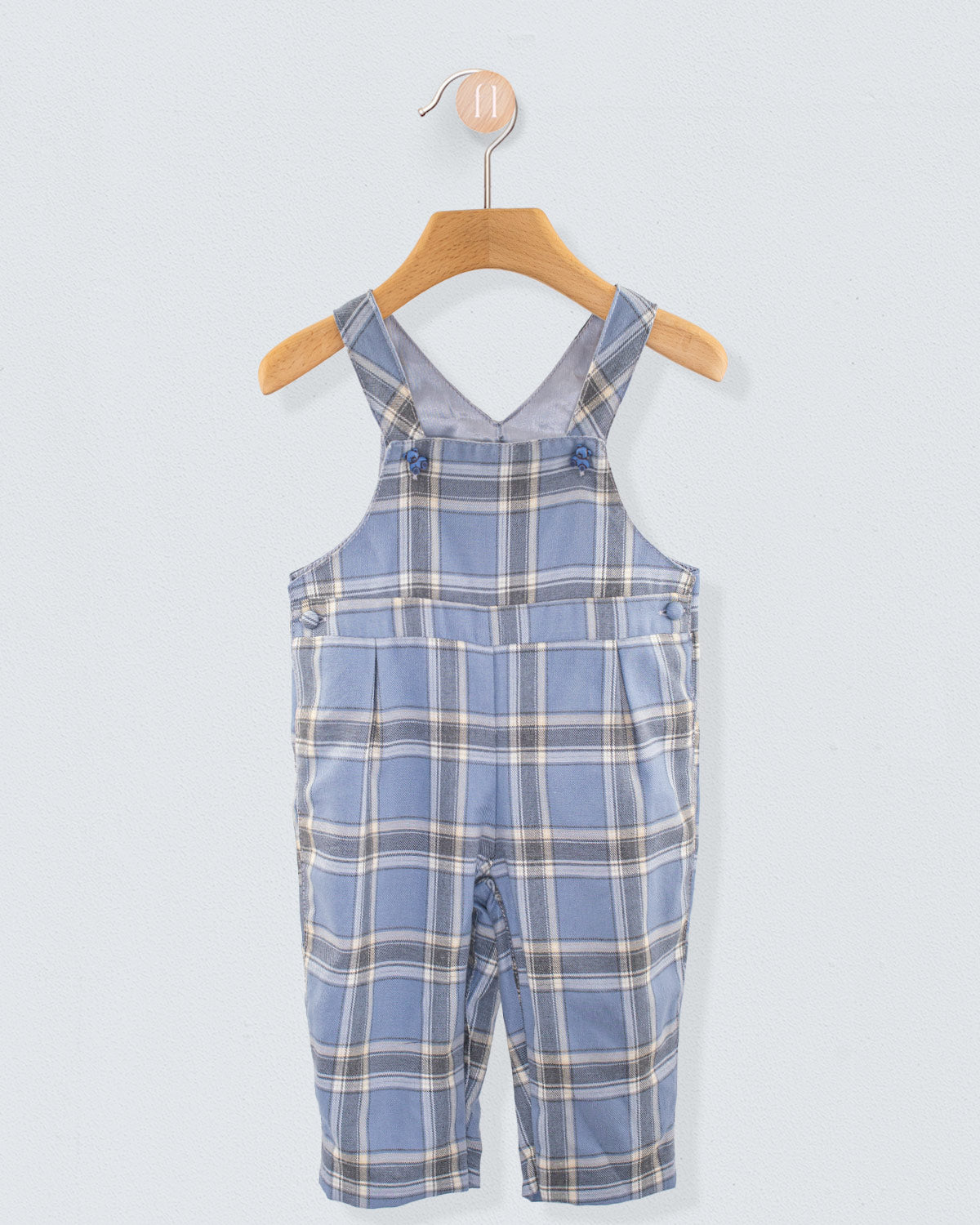 Bear Italian Grey Plaid Flannel Overall - Romper