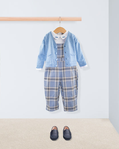 Bear Italian Grey Plaid Flannel Overall - Romper