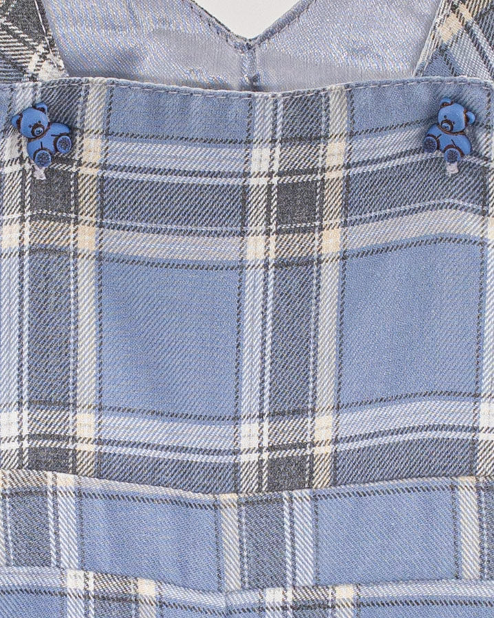 Bear Italian Grey Plaid Flannel Overall - Romper