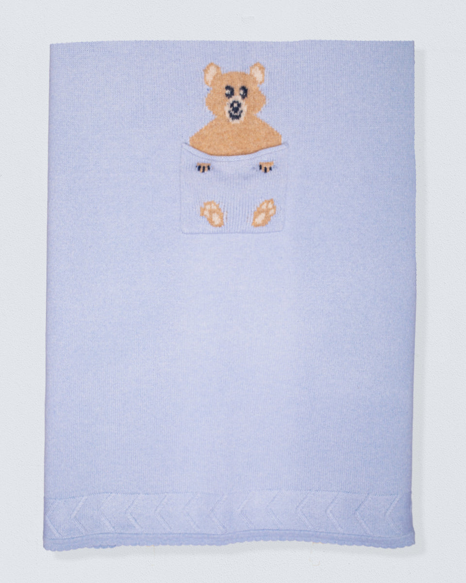 Bear Light Blue Cashmere Blanket