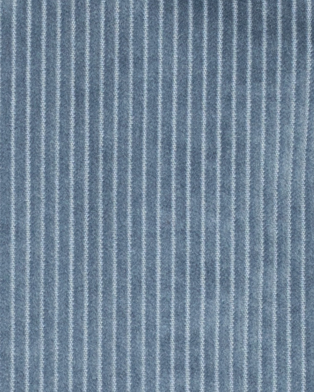 Close-up of blue fabric with vertical stripes