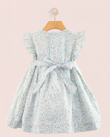 Beatrice Garden Blue Smock - Smocked Dress