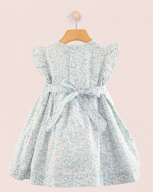 Beatrice Garden Blue Smock - Smocked Dress
