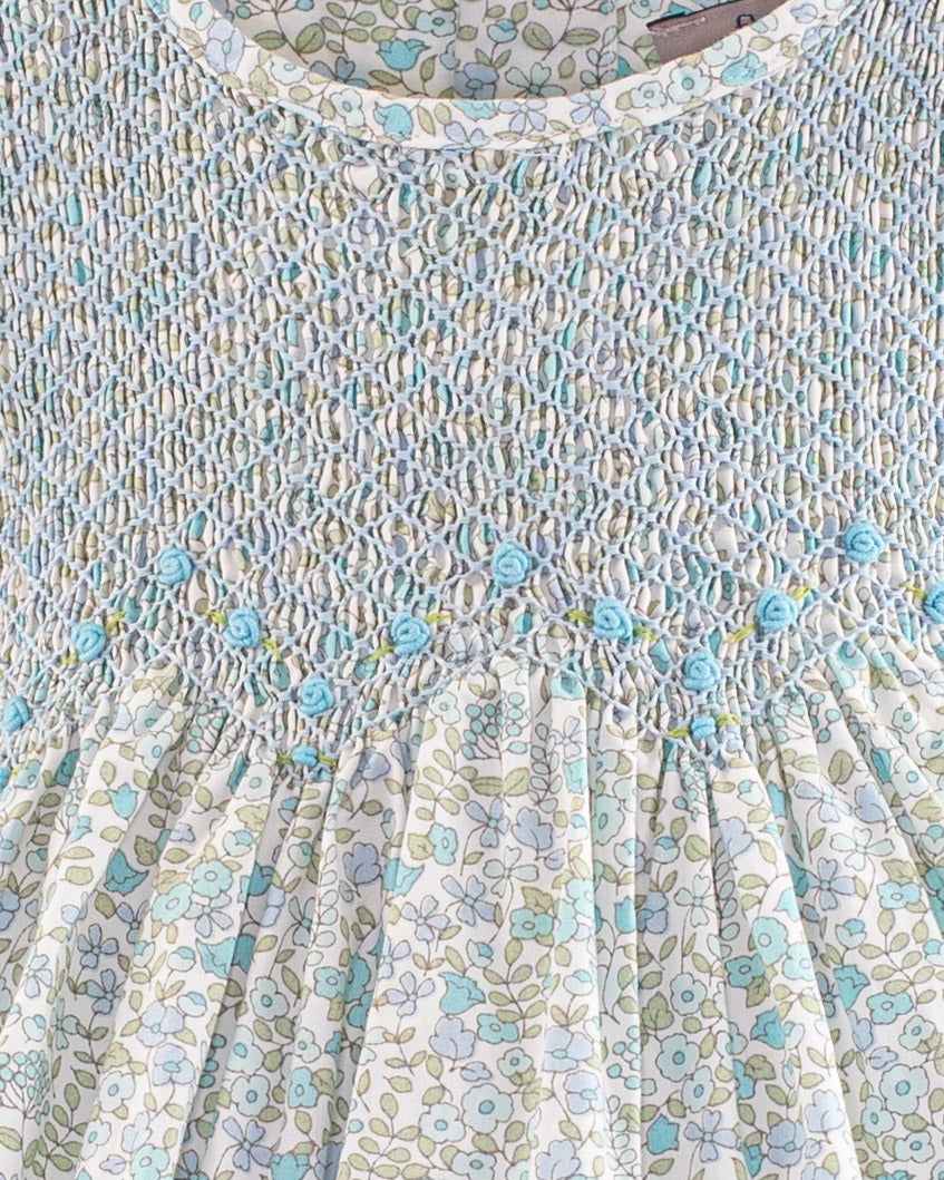 Beatrice Garden Blue Smock - Smocked Dress