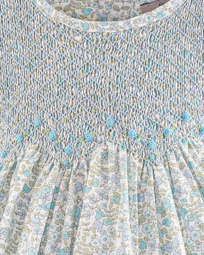 Beatrice Garden Blue Smock - Smocked Dress