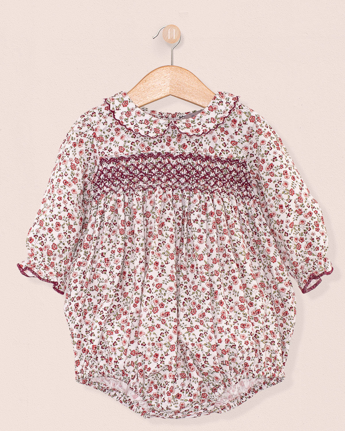 Beatrice Small Burgundy Floral Bubble - Romper