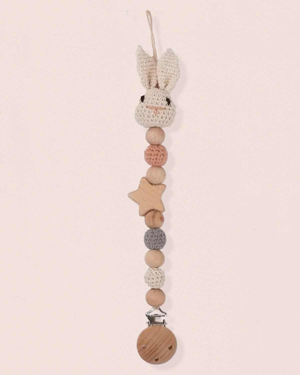 Pacifier Clip Crochet Bunny Beige - Pacifier Clip