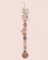 Pacifier Clip Crochet Bunny Beige
