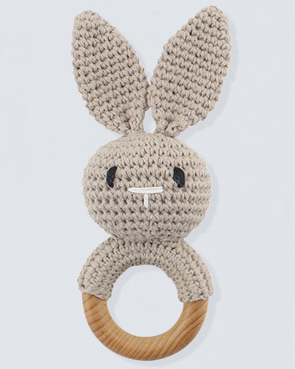 Crocheted Bunny Beige Rattle Toy