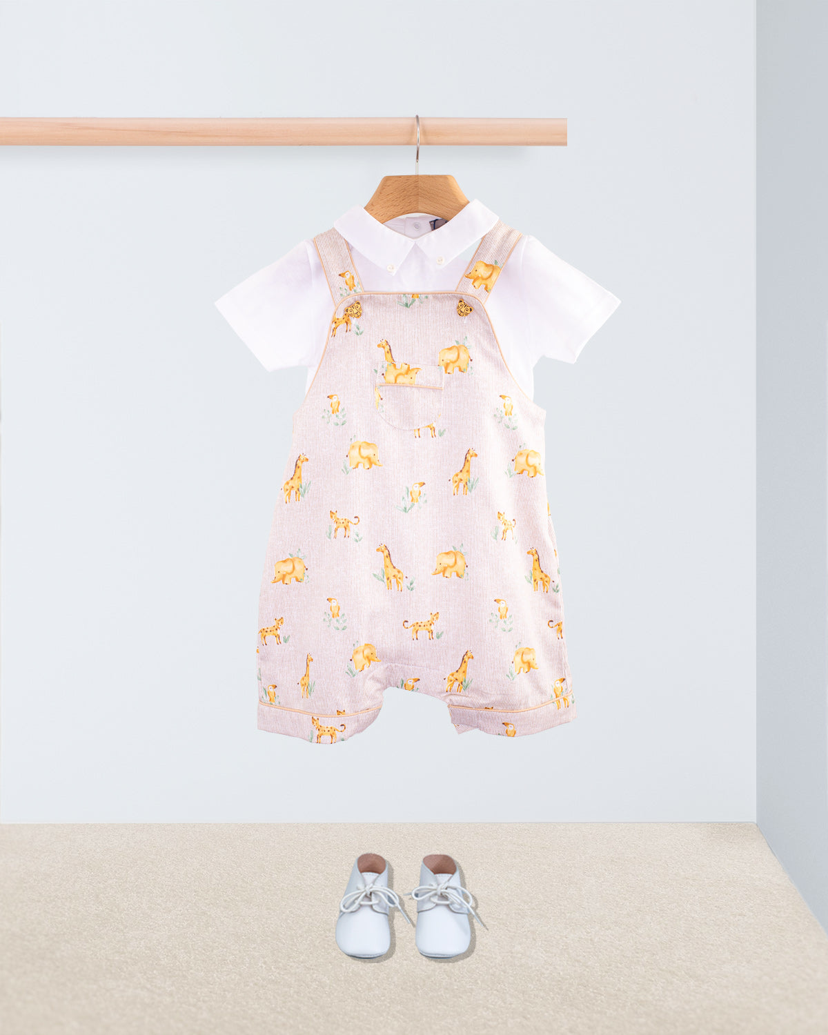 Starboard Beige Safari Animals Shortall - Romper