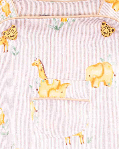 Starboard Beige Safari Animals Shortall - Romper