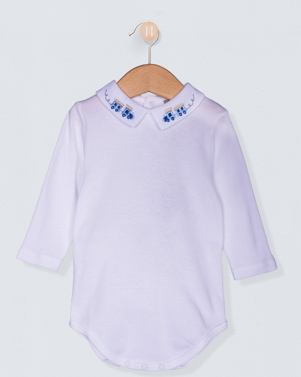 Italian Embroidered Train Horizon Onesie