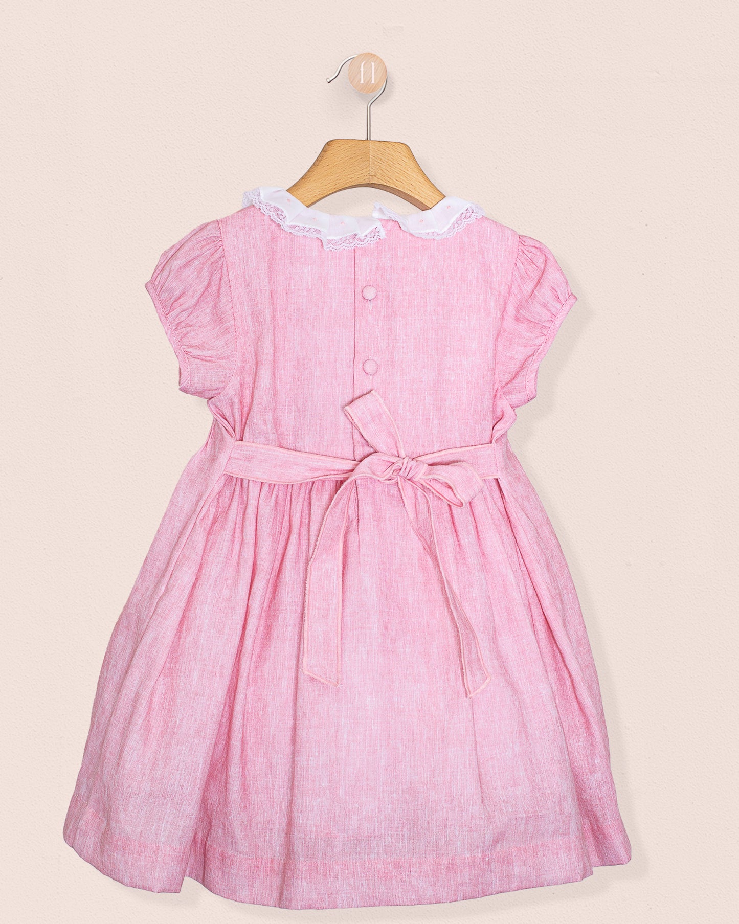 Bella Italian Pink Linen Smock - Smocked Dress