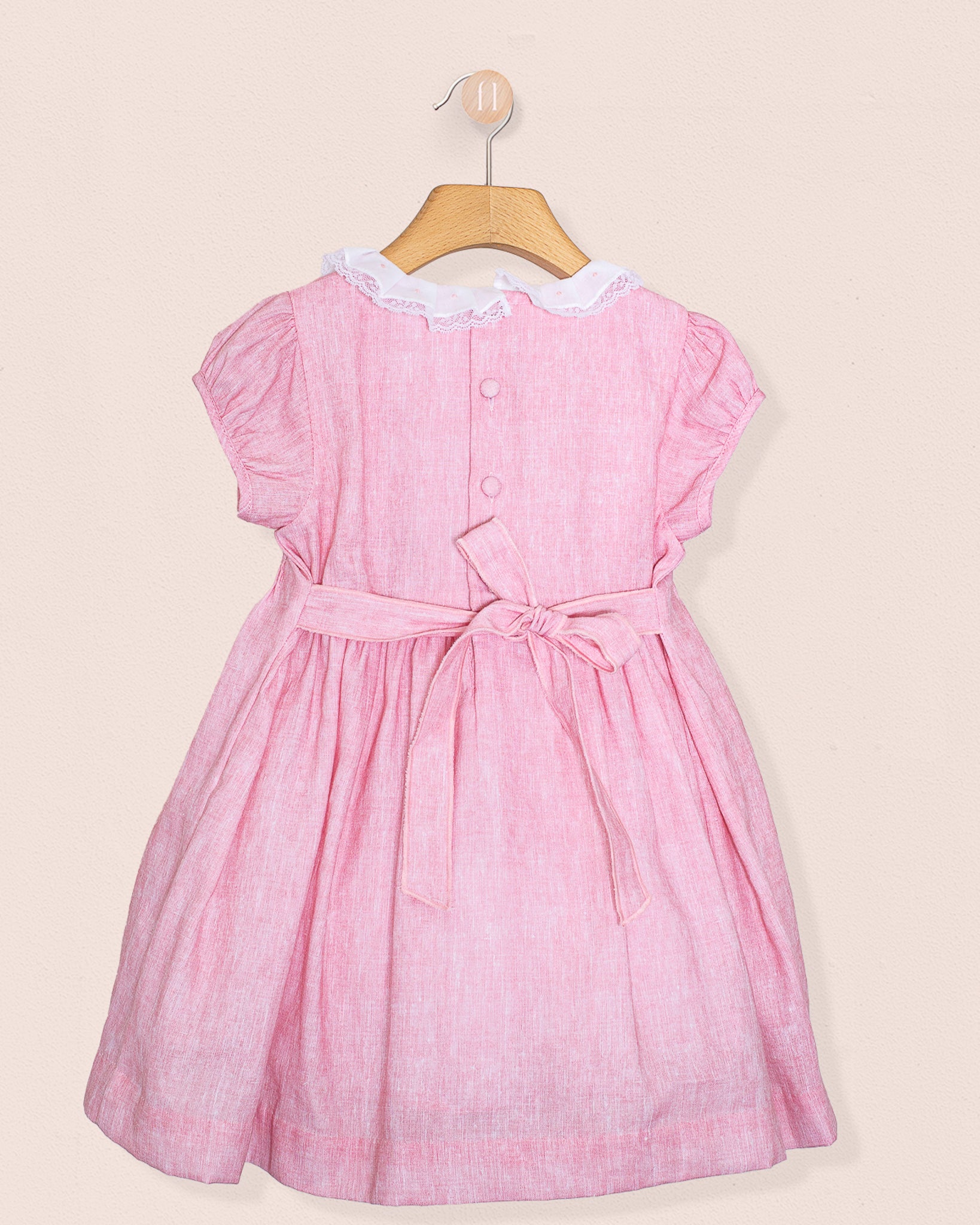 Bella Italian Pink Linen Smock - Smocked Dress